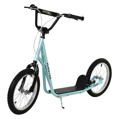 Kids Kick Scooter, 5+ Years, 16'' Inflatable Wheel, Dual Brakes, Blue Scooters at Gallery Canada