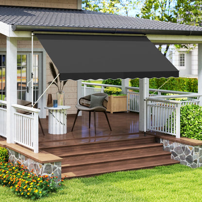 10x5ft Manual Retractable Awning, For Window Door Porch, Black