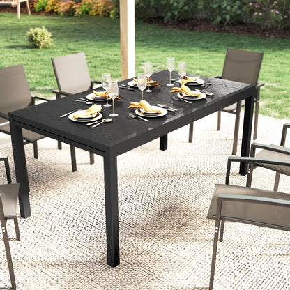 Expandable Aluminum Patio Dining Table, 84.3"-60.6", Adjustable Foot Pads Patio Dining Tables at Gallery Canada