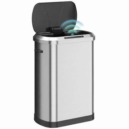 Automatic Trash Can, 13.2Gal / 50L, Touchless, Soft-Close Lid, Silver Kitchen Trash Cans at Gallery Canada