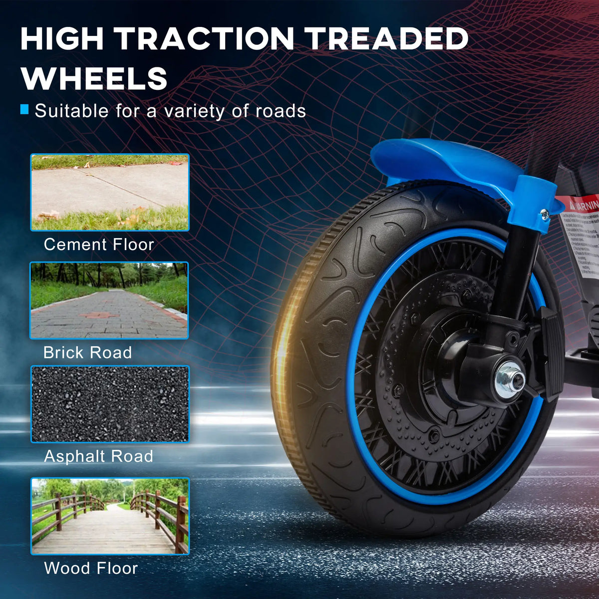 6V Kids Motorcycle, Training Wheels, Foot Pedal, Headlight, Music, Blue Electric Motorcycles at Gallery Canada