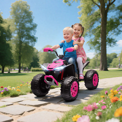 2-Seater All-Terrain 4 Wheeler, 24V Kids ATV, Electric Quad Car, Pink