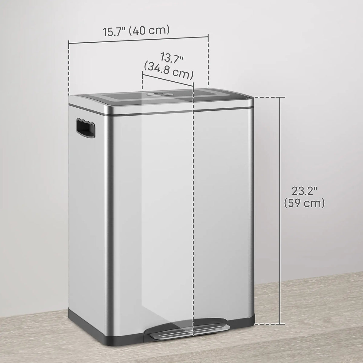 2 x 20 Liter Garbage Bin, Stainless Steel, Soft-Close Lid, Removable Bucket, Silver Household Supplies at Gallery Canada