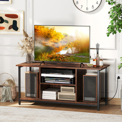 TV Stand Entertainment Center, 50 Inches, Brown