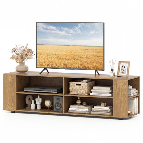 Modern TV Stand, Wood Storage Console Entertainment Center, Natural