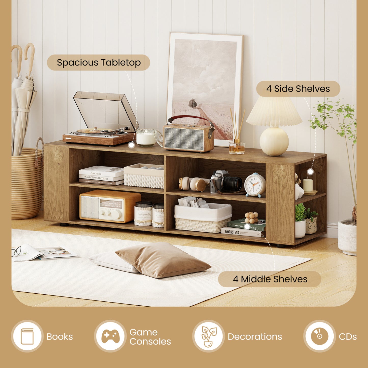 Modern TV Stand, Wood Storage Console Entertainment Center, Natural Entertainment Centers & TV Stands at Gallery Canada