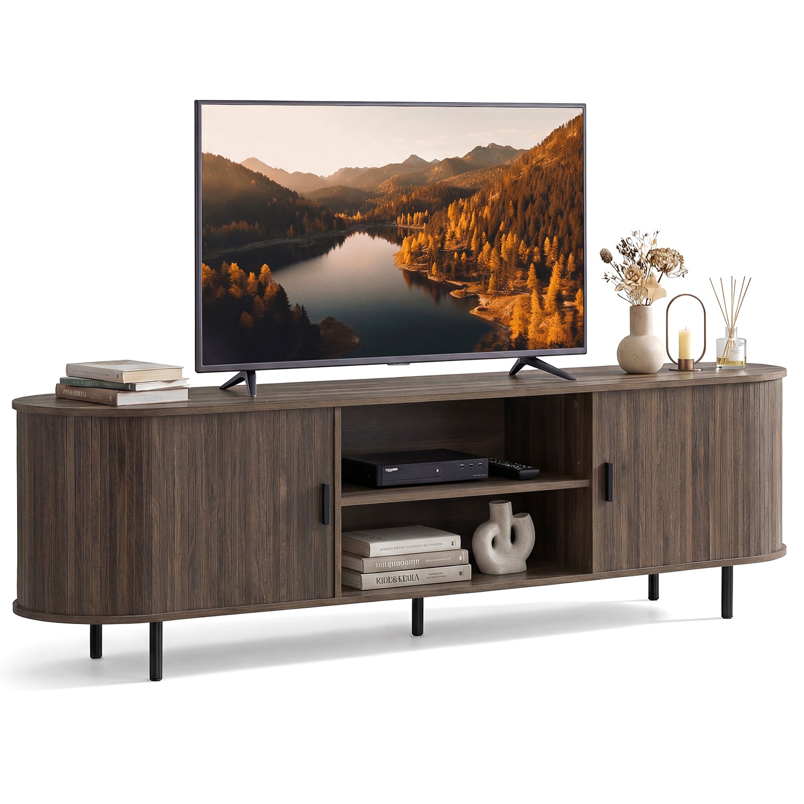 TV Stand For 80 Inch TVs, Mid Century Modern, Walnut Entertainment Centers & TV Stands at Gallery Canada