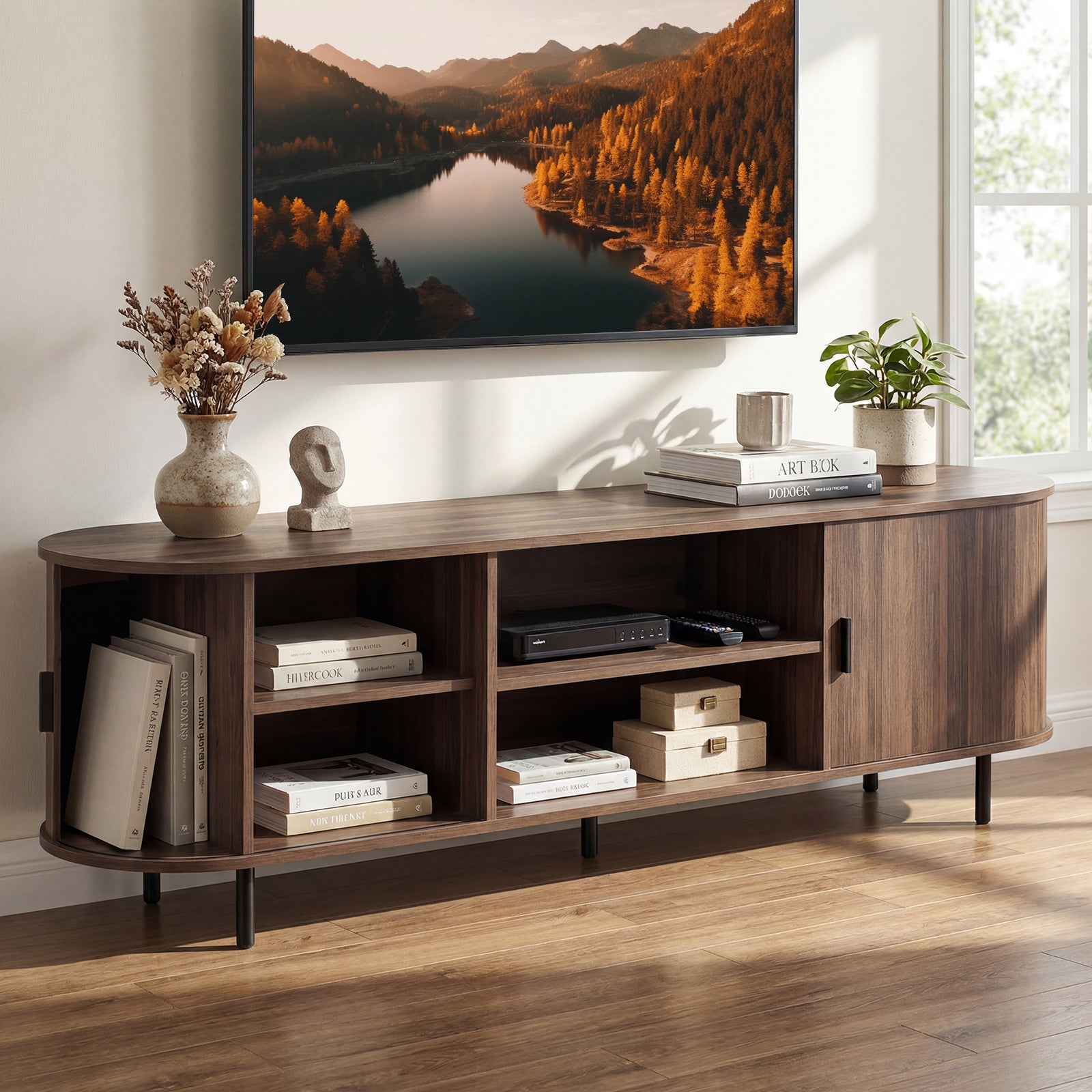 TV Stand For 80 Inch TVs, Mid Century Modern, Walnut Entertainment Centers & TV Stands at Gallery Canada