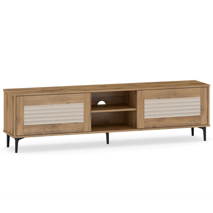 TV Stand for TVs up to 70 Inch Waveform Fluted Entertainment Center, Oak Entertainment Centers & TV Stands Oak at Gallery Canada