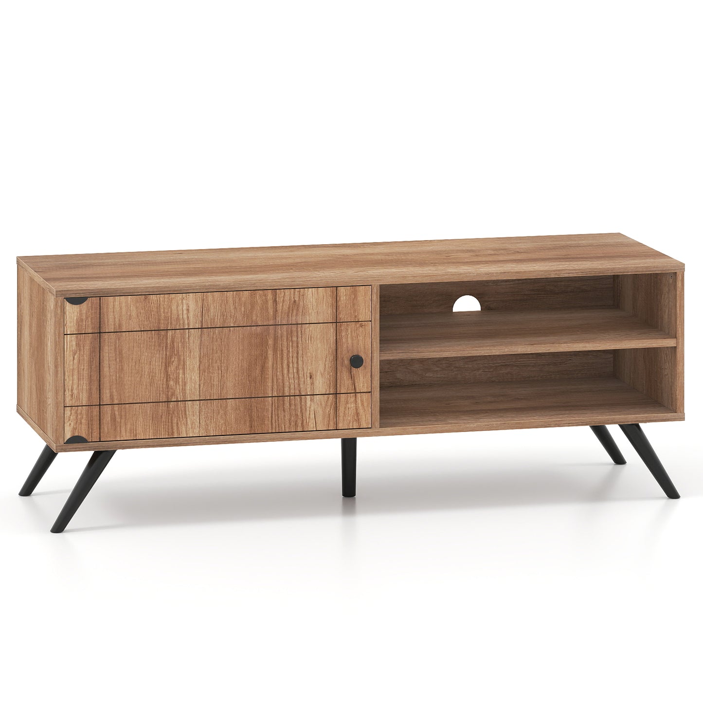 TV Stand for TVs up to 55 Inch Mid Century Modern Entertainment Center with Storage Cabinet, Oak Entertainment Centers & TV Stands at Gallery Canada