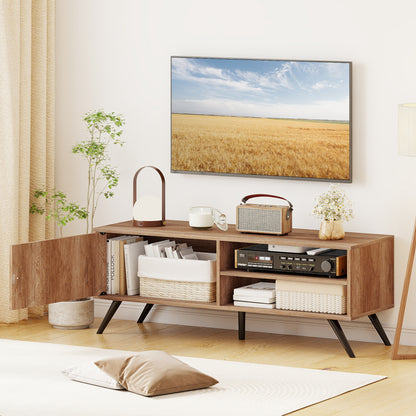 TV Stand for TVs up to 55 Inch Mid Century Modern Entertainment Center with Storage Cabinet, Oak Entertainment Centers & TV Stands at Gallery Canada