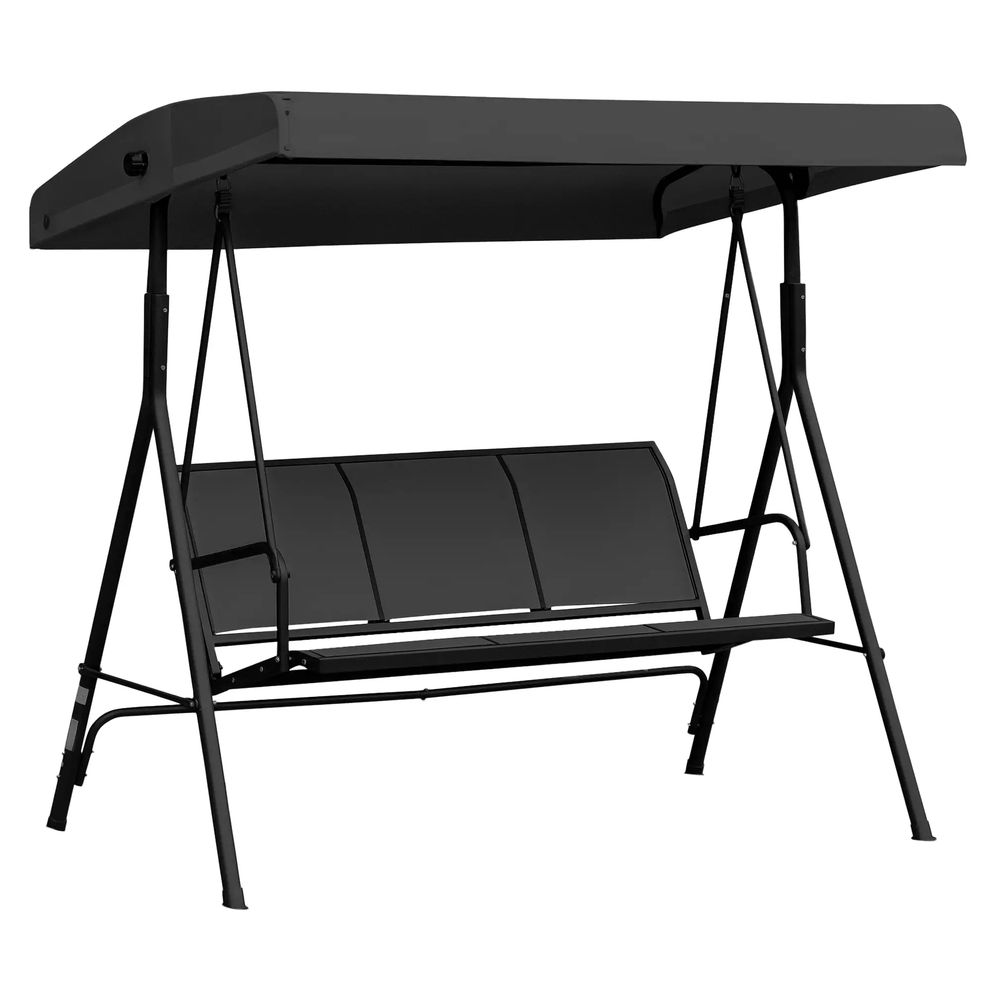 3-Seater Swing Chair, Covered Garden Hammock, A-Frame, Black Patio Swings with Stand at Gallery Canada