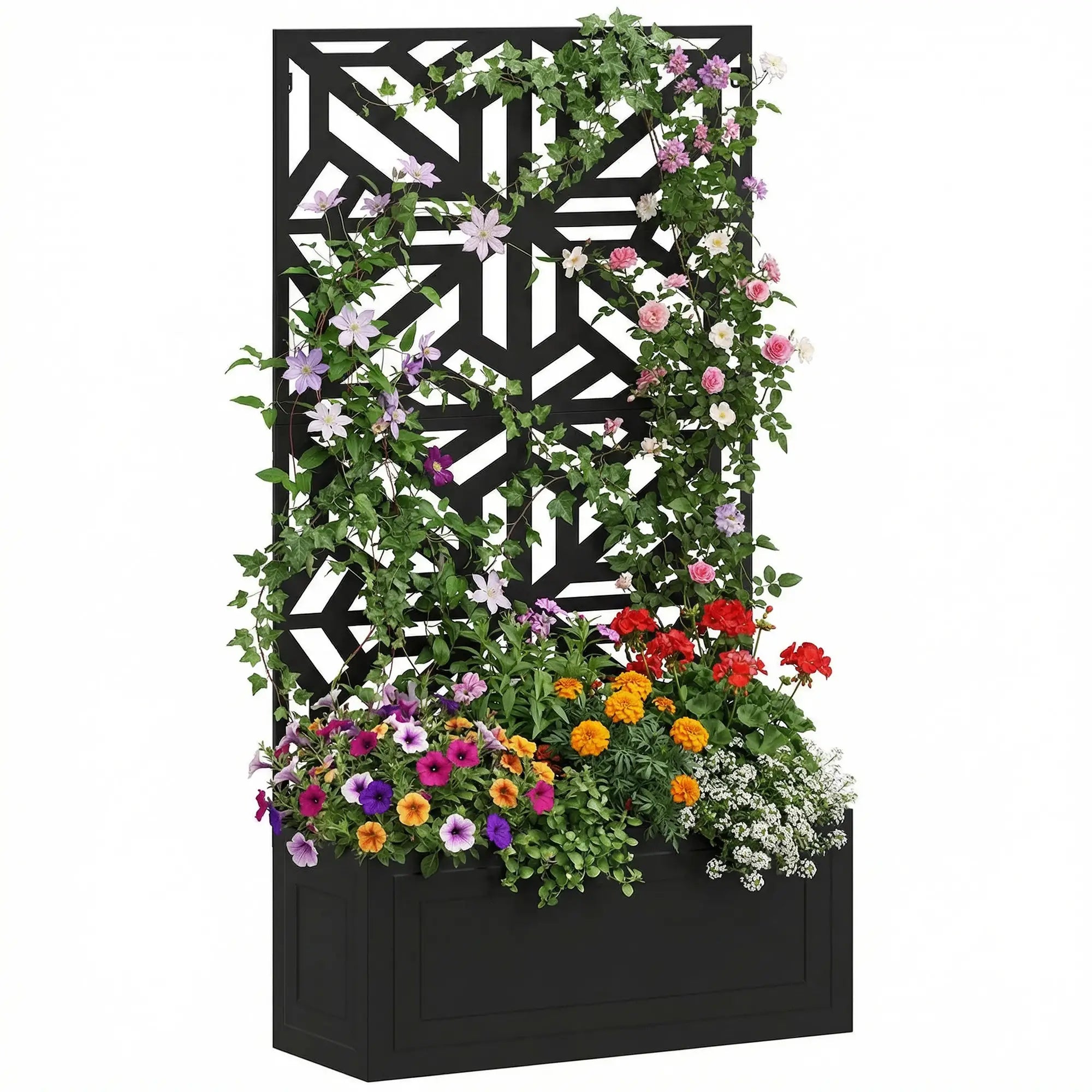 Metal Raised Garden Bed With Trellis For Climbing Plants, 53x22x66 In Galvanized Planter Boxes at Gallery Canada