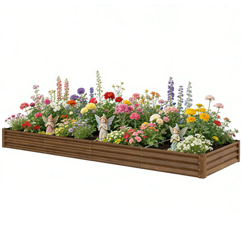12 x 4 x 1ft Galvanized Raised Garden Bed, Distressed Brown