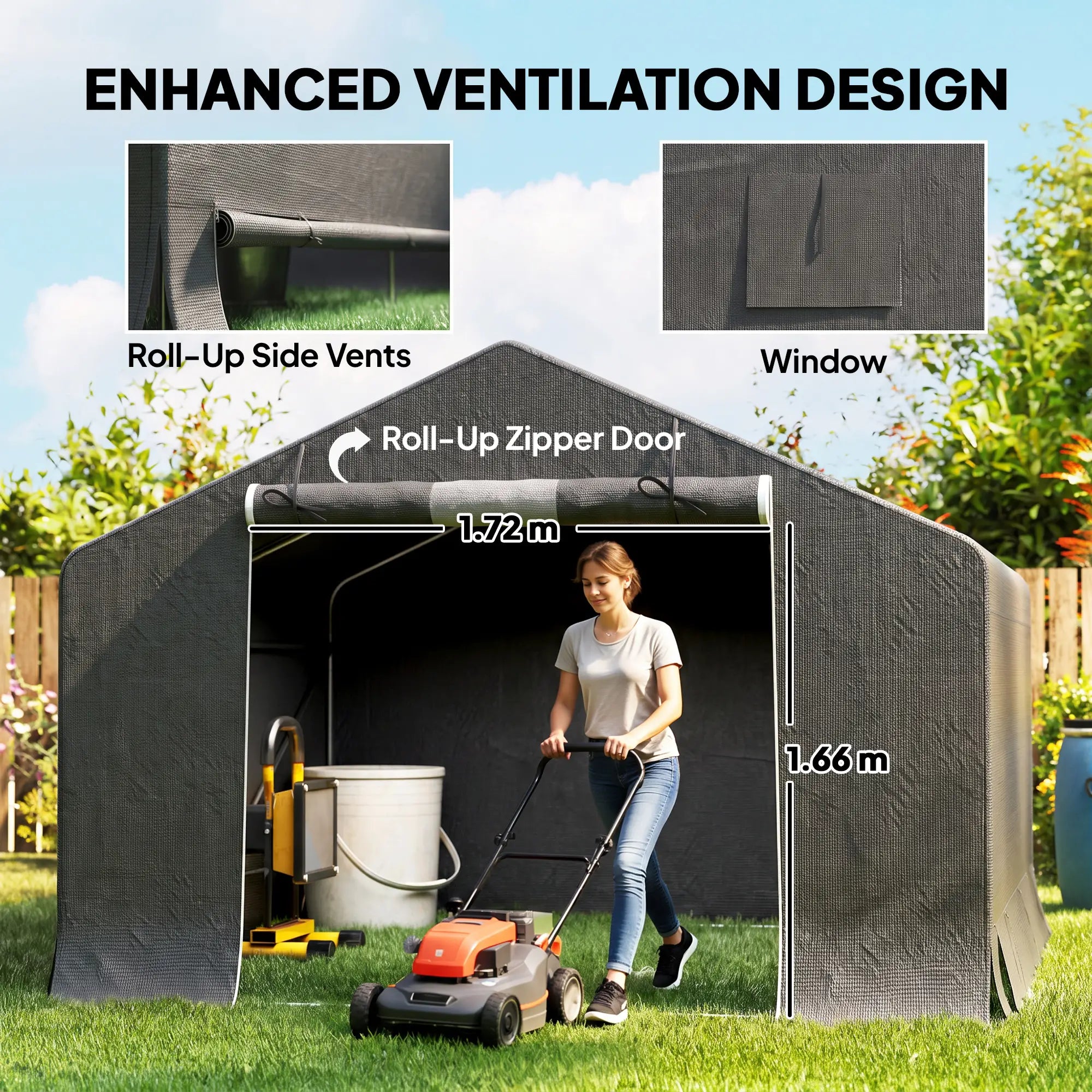10' x 10' Portable Shed, Waterproof Bike Tent, Dark Grey Sheds at Gallery Canada