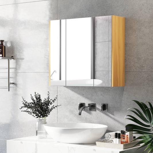 Wall Mounted Medicine Cabinet, Mirror, 3 Doors, Adjustable Shelves, Gray Mirror Medicine Cabinets Grey at Gallery Canada