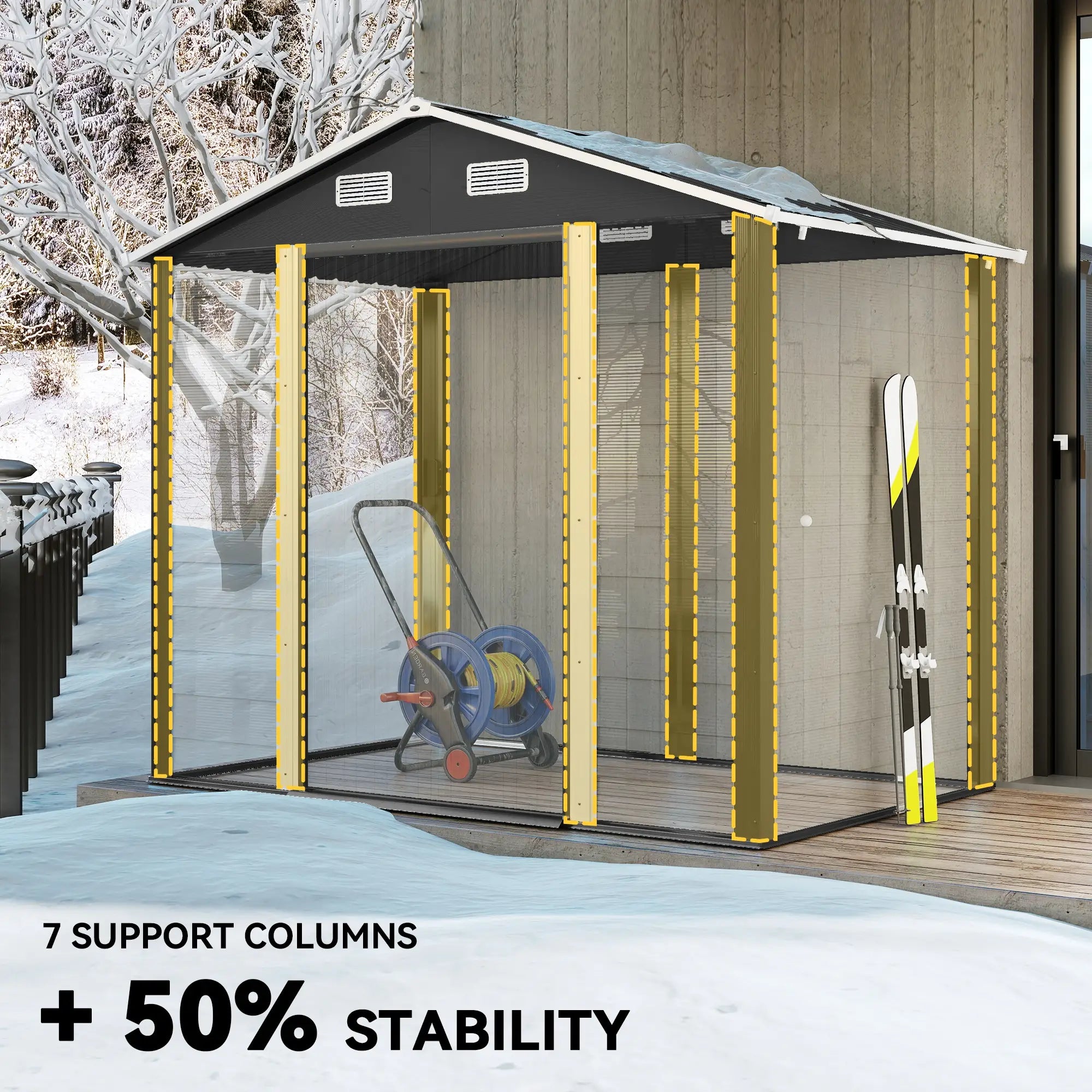 7.7' x 6.5' Metal Garden Shed, Tool Storage, Dark Grey Sheds at Gallery Canada