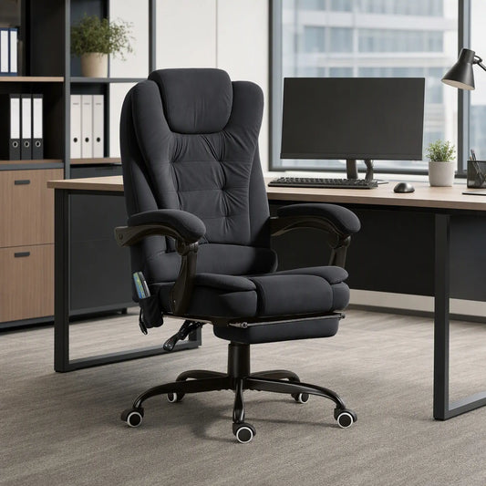 7-Point Vibrating Massage Chair with Footrest, Reclining Back, Black Massage Chairs Black at Gallery Canada