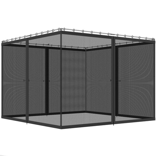 Gazebo Mosquito Netting, 12' x 12', Screen Walls With Zippers, Black Gazebo Sidewalls Black at Gallery Canada