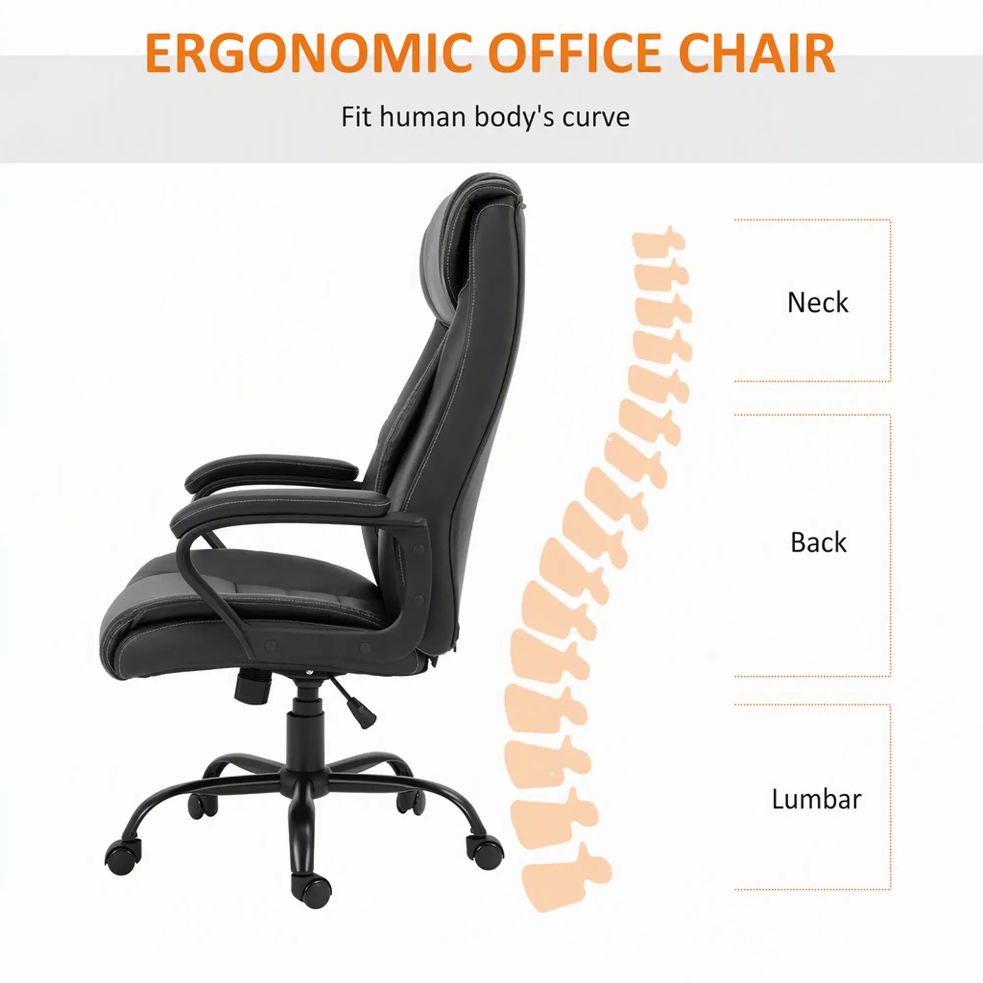Massage Office Chair, High Back Executive, 6-Point Vibration, Adjustable Height, Black Massage Chairs at Gallery Canada