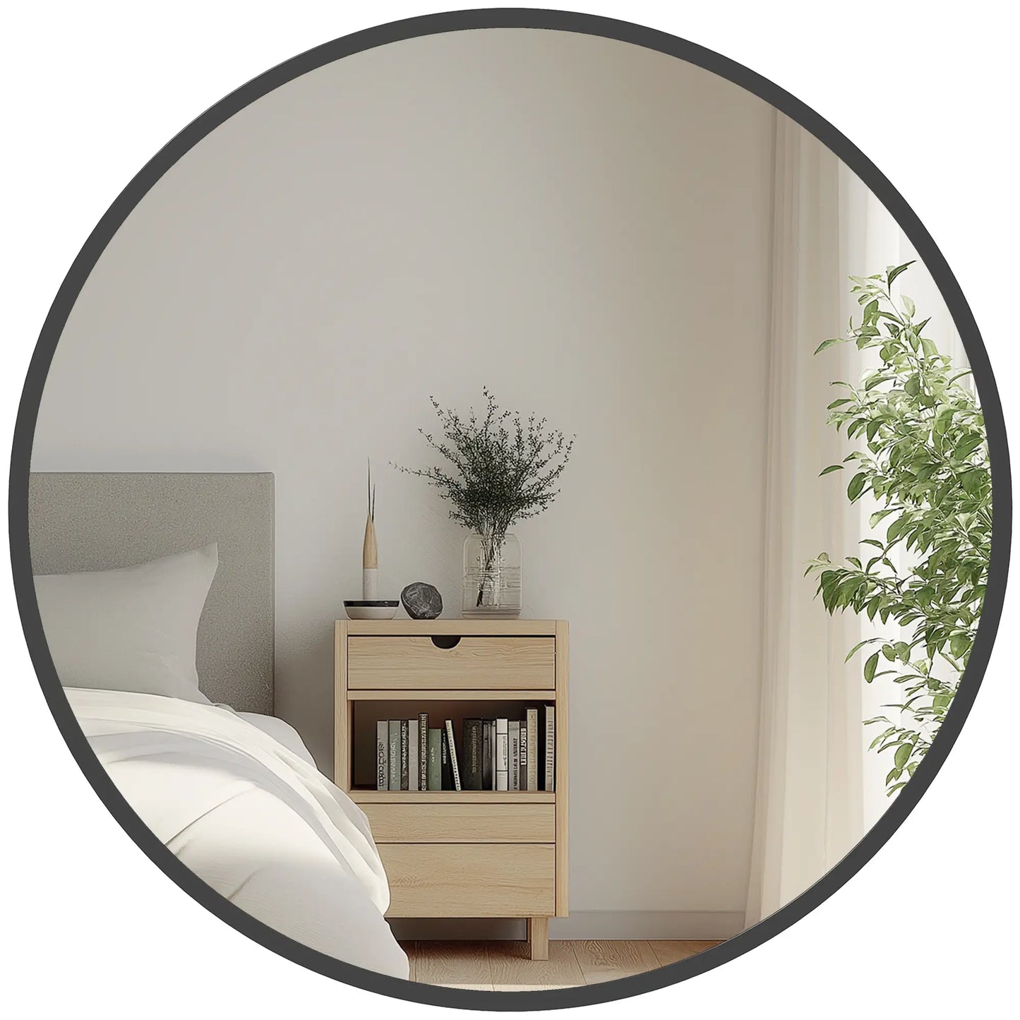 30" Round Mirror, Metal Frame, Bathroom Vanity Mirror, Black Wall Mirrors at Gallery Canada