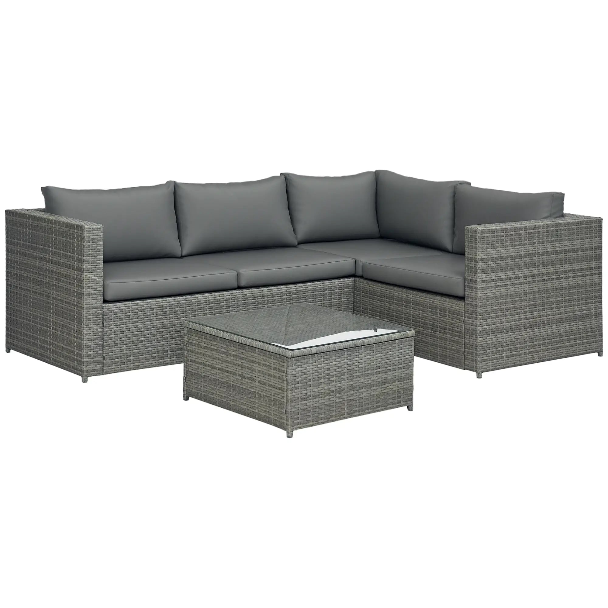 3 Pc Rattan Wicker Outdoor Conversation Set With Loveseats, Coffee Table, Grey Patio Furniture Sets at Gallery Canada