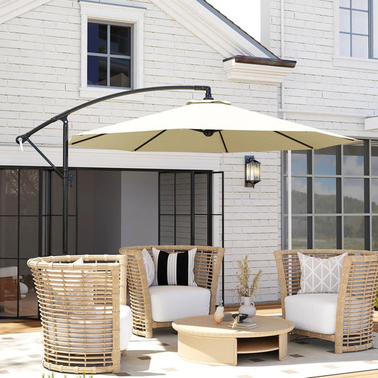 Deluxe Cantilever Umbrella, 10' Outdoor Market Parasol, Beige Cantilever Umbrellas Beige at Gallery Canada