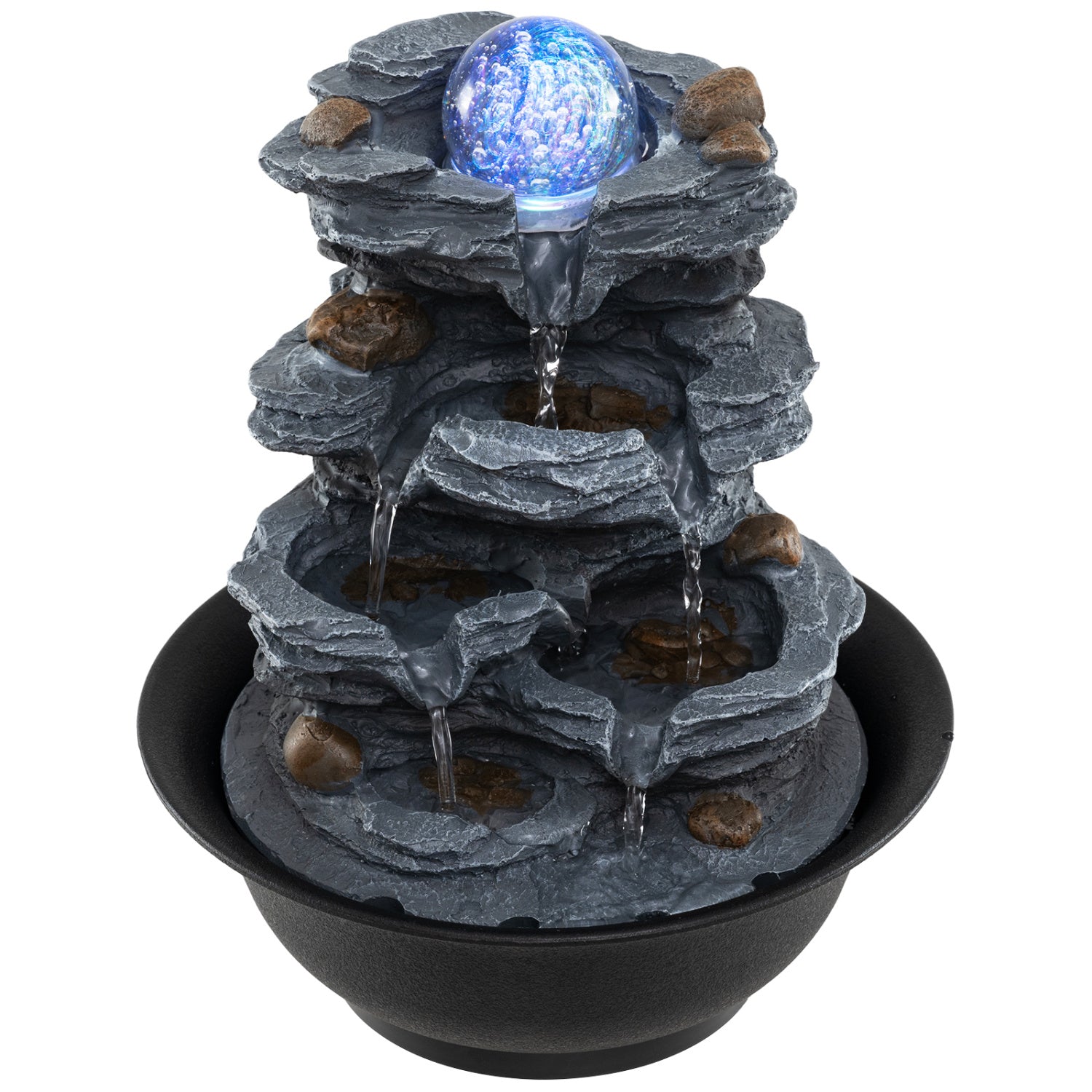 Tabletop Water Fountain, Rolling Crystal Ball, Color Changing LED Light, Black Decorative Accessories Black at Gallery Canada
