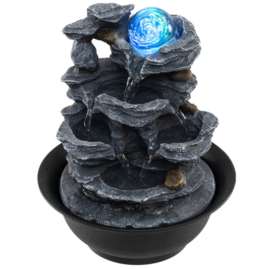 Tabletop Fountain, Rolling Crystal Ball, Color-Changing LED, Black Decorative Accessories Black at Gallery Canada