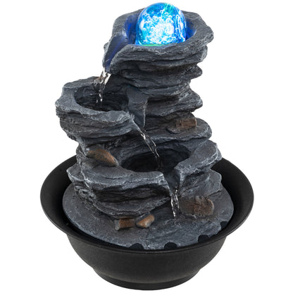 Tabletop Water Fountain, Rolling Crystal Ball, LED Light, Black Decorative Accessories Black at Gallery Canada