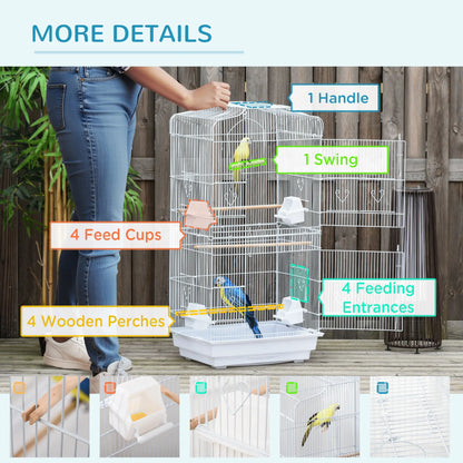 36" Bird Cage, Macaw Play House, Parrot Flight Cage, White Bird Cages at Gallery Canada