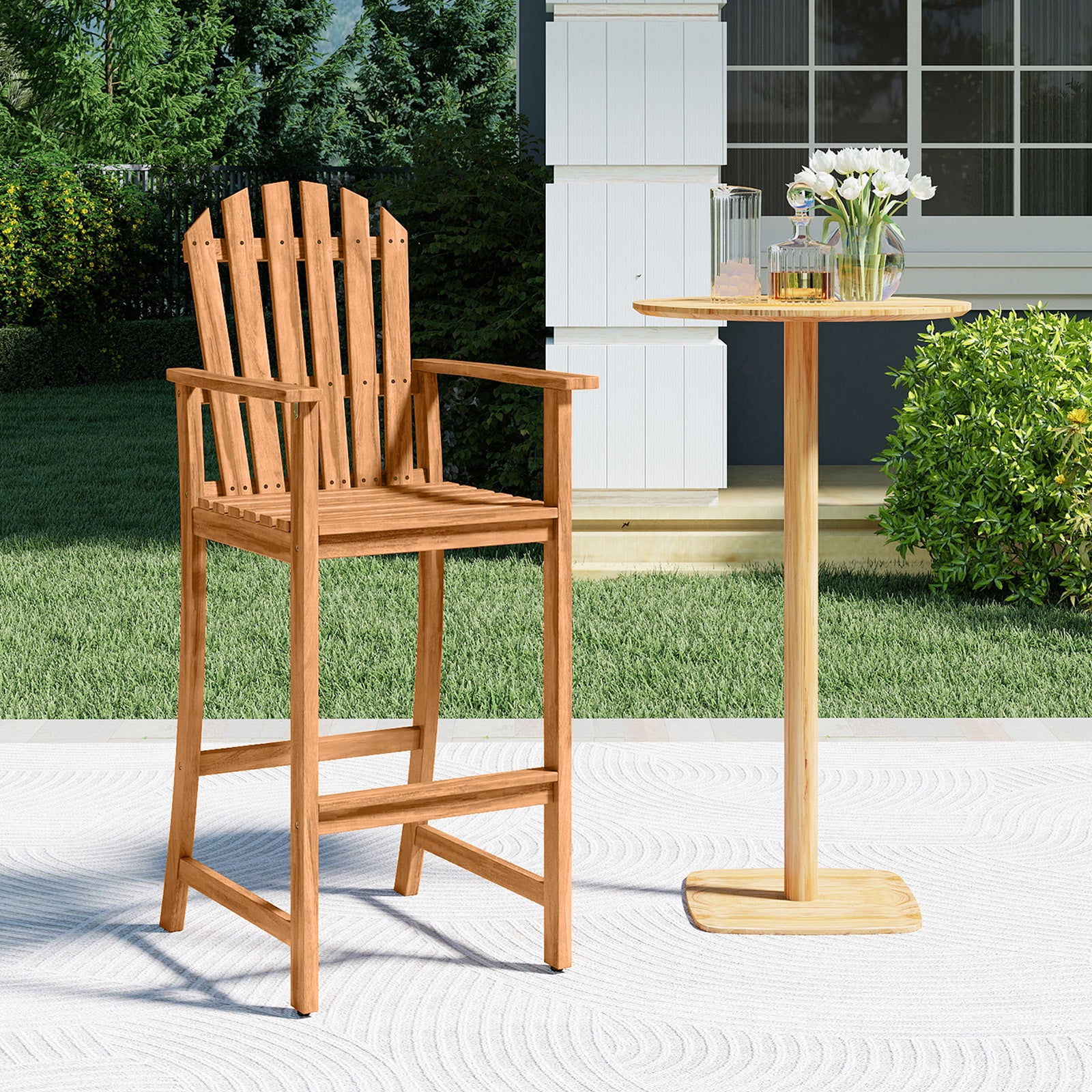Tall Adirondack Chair with Armrests and Footrest for Deck, Natural Adirondack Chairs at Gallery Canada