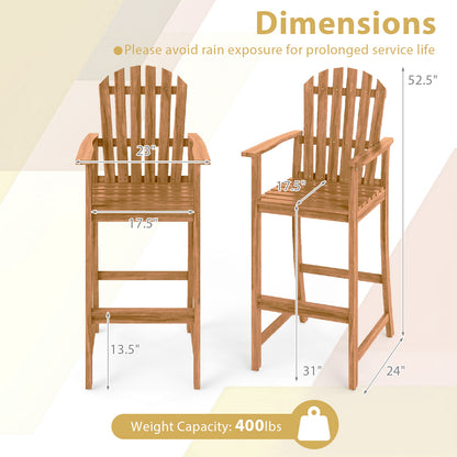 Tall Adirondack Chair with Armrests and Footrest for Deck, Natural Adirondack Chairs at Gallery Canada