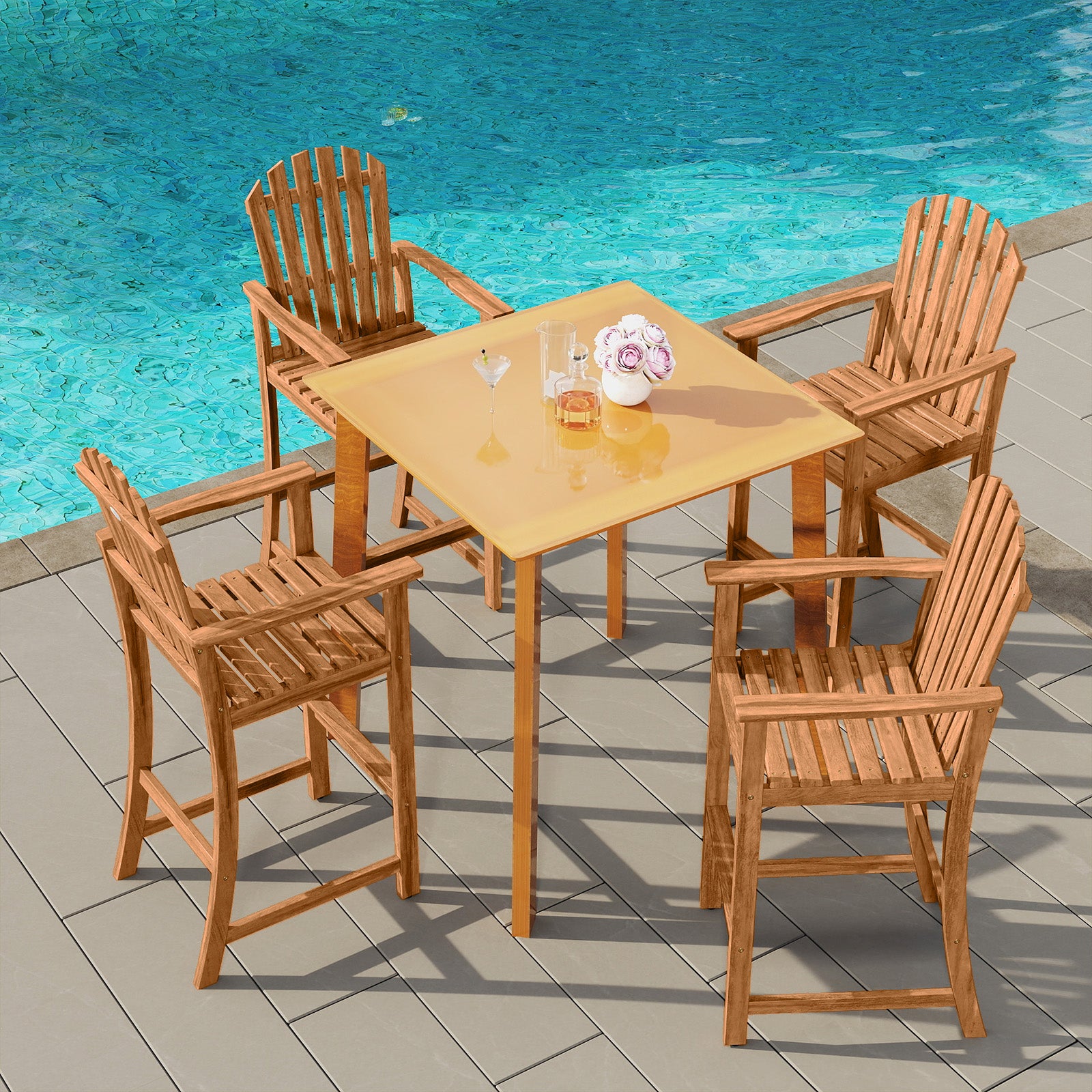 Tall Adirondack Chair with Armrests and Footrest for Deck, Natural Adirondack Chairs at Gallery Canada