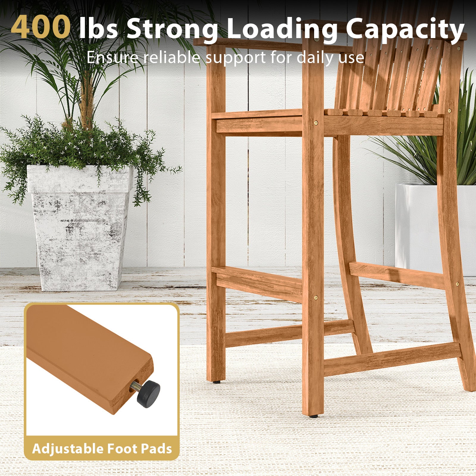 Tall Adirondack Chair with Armrests and Footrest for Deck, Natural Adirondack Chairs at Gallery Canada
