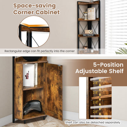 Tall Corner Storage Cabinet, 3-Tier Shelf, Rustic Brown Bookcases at Gallery Canada