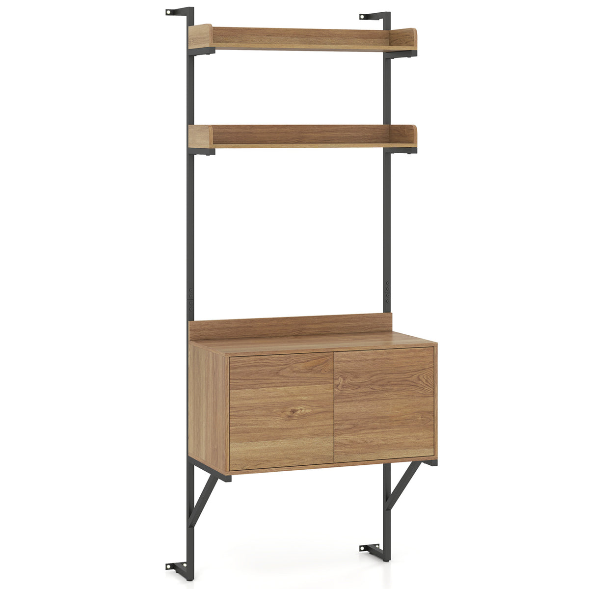 Tall Ladder Shelf With Storage Cabinet, Natural Bookcases at Gallery Canada