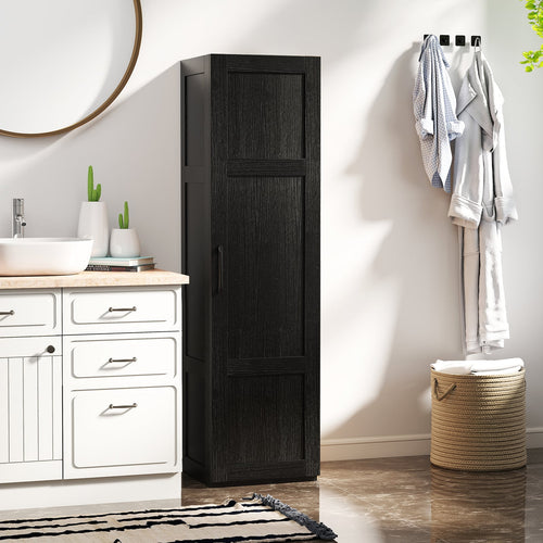 Tall Storage Cabinet, 4 Shelves, Bathroom Living Room, Black