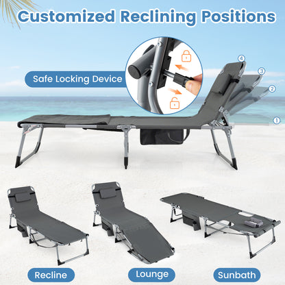 Portable Tanning Chair With Face Arm Holes, Gray Outdoor Chaise Lounges at Gallery Canada