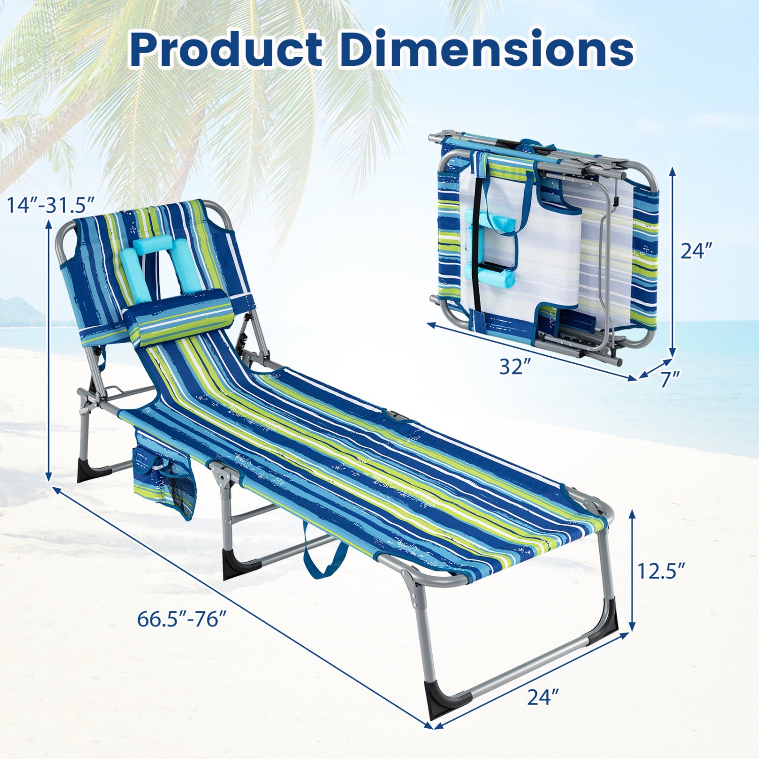 Folding Tanning Chair, Face Arm Holes, Multicolor Outdoor Chaise Lounges at Gallery Canada