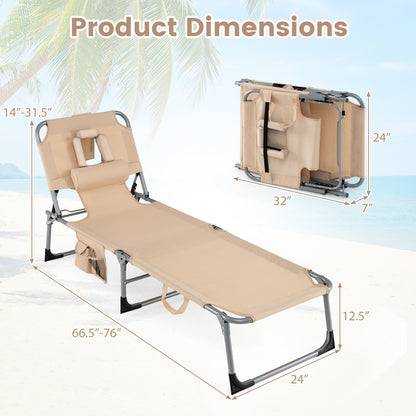 Folding Tanning Chair With Face Arm Holes, Beige Outdoor Chaise Lounges at Gallery Canada