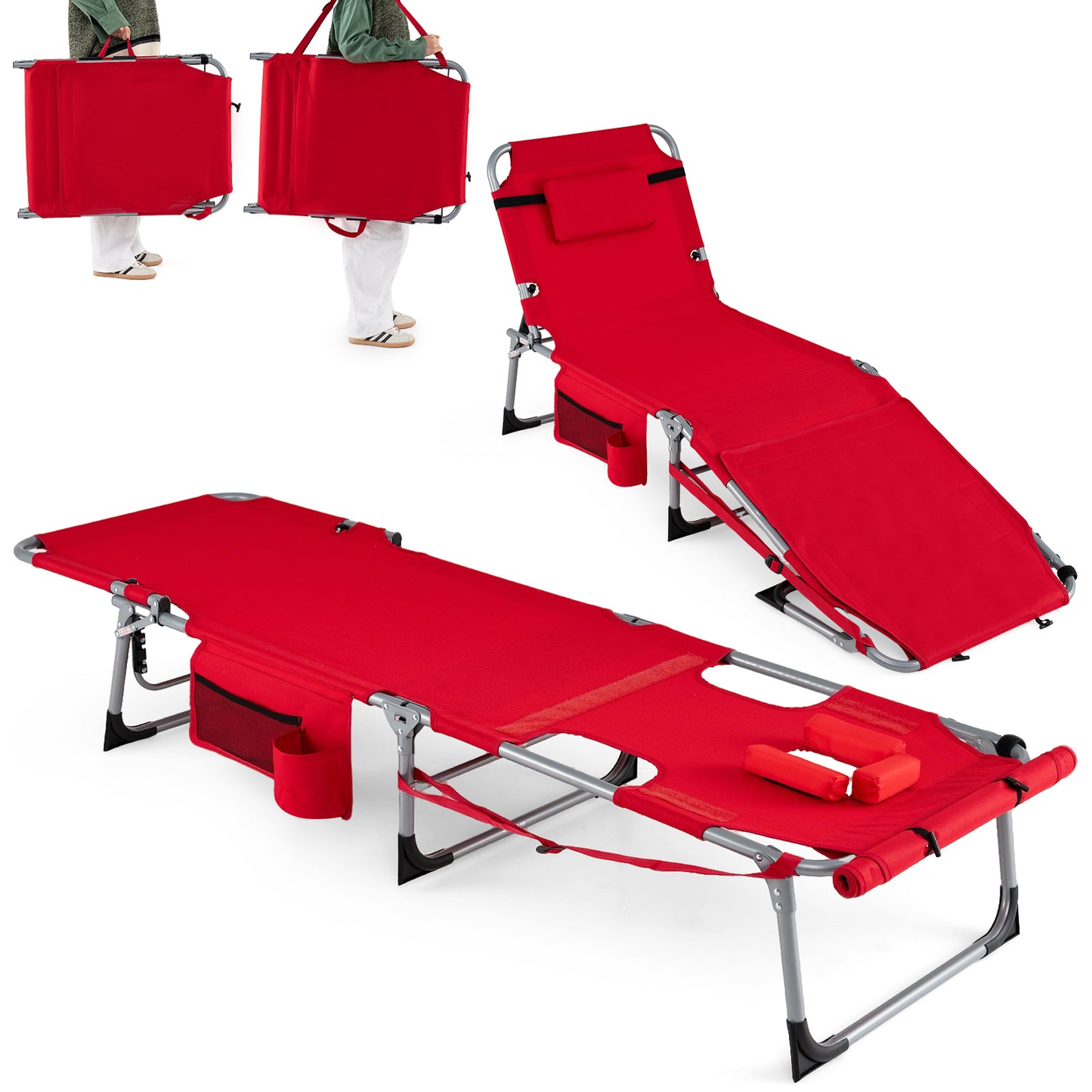 Tanning Chair With Face Arm Holes, Portable Sunbathing Chair, Red Beach & Lawn Chairs at Gallery Canada