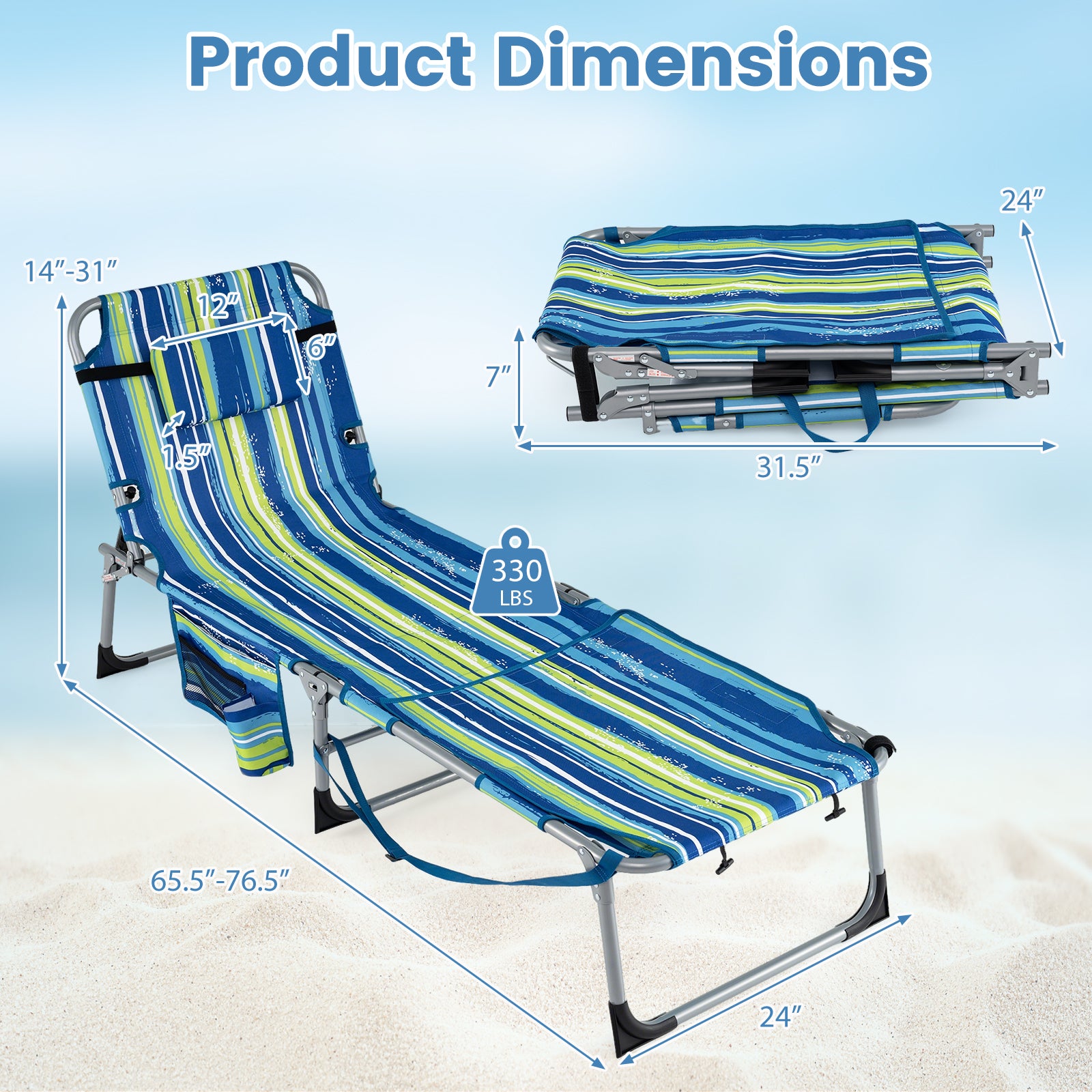 Tanning Chair With Face Arm Holes, Portable Sunbathing Chair, Green Beach & Lawn Chairs at Gallery Canada
