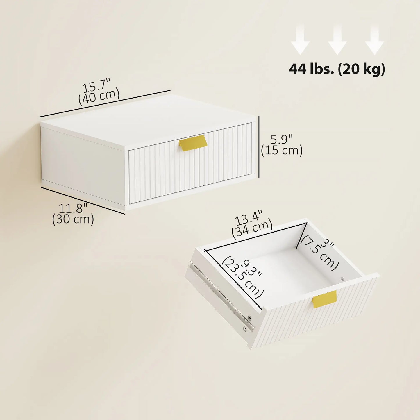 Floating Nightstands Set Of 2, Wall Mounted Bedside Tables, White Bedside Tables at Gallery Canada