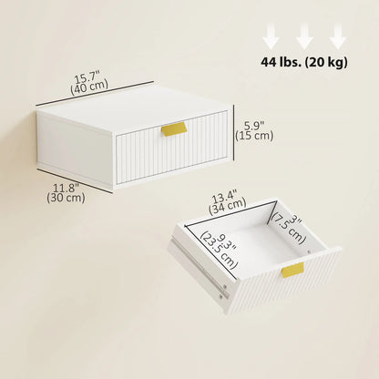 Floating Nightstands Set Of 2, Wall Mounted Bedside Tables, White Bedside Tables at Gallery Canada