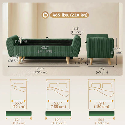 Storage Ottoman, 59" Corduroy Bed Bench, Dark Green Storage Ottomans & Benches at Gallery Canada