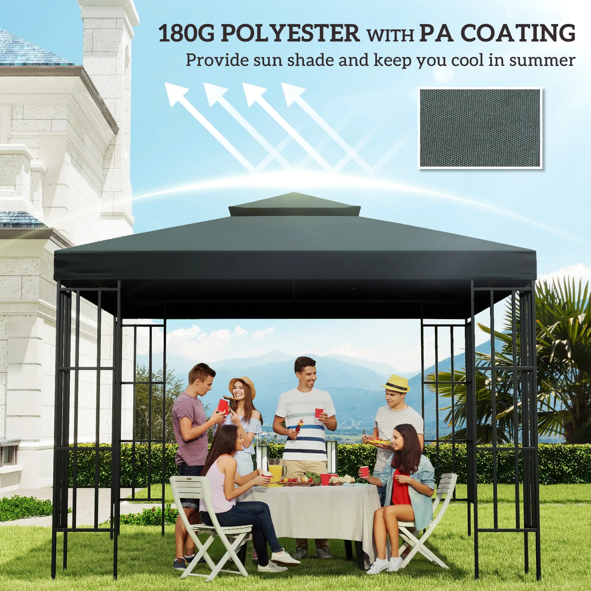 10'X10' 2-Tier Gazebo Canopy Replacement Top Outdoor Shade, Charcoal Gazebo Canopy Replacement at Gallery Canada