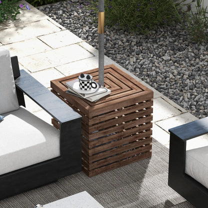 Outdoor Umbrella Base Storage Box, Wooden Patio Side Table, Brown Patio Storage Boxes at Gallery Canada
