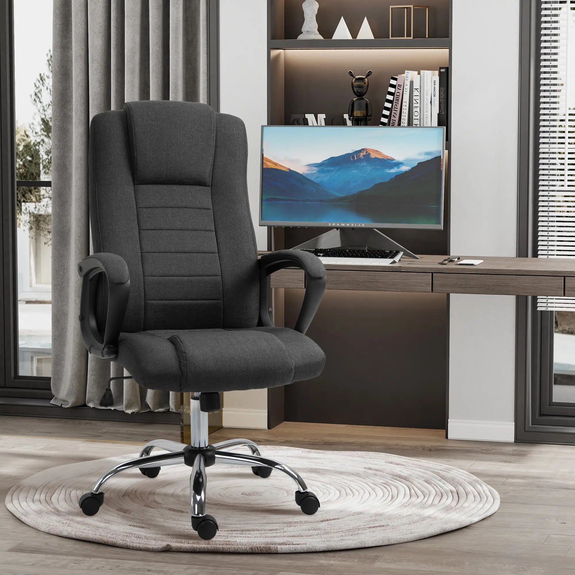 High Back Office Chair, Adjustable Height, Swivel Wheels, Tilt, Charcoal Grey Executive & Manager Chairs at Gallery Canada