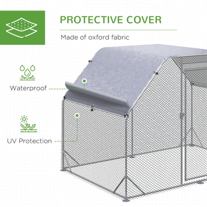 Large Metal Chicken Coop, Walk-In Poultry Enclosure, 9.2' x 6.2' x 6.5', Silver Chicken Coops at Gallery Canada